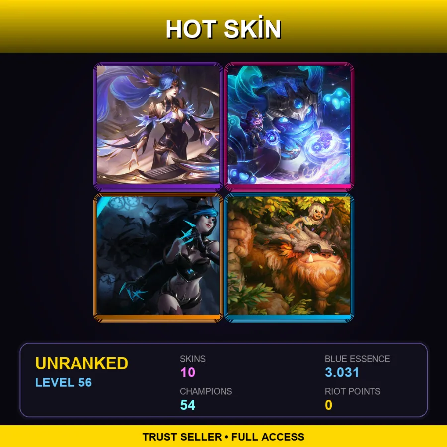 NA | Lv56 | Unranked | 10 Skin | 54 Champ