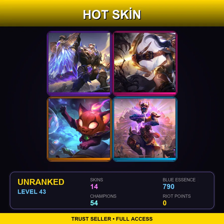 BR | Lv43 | Unranked | 14 Skin | 54 Champ — LoL account