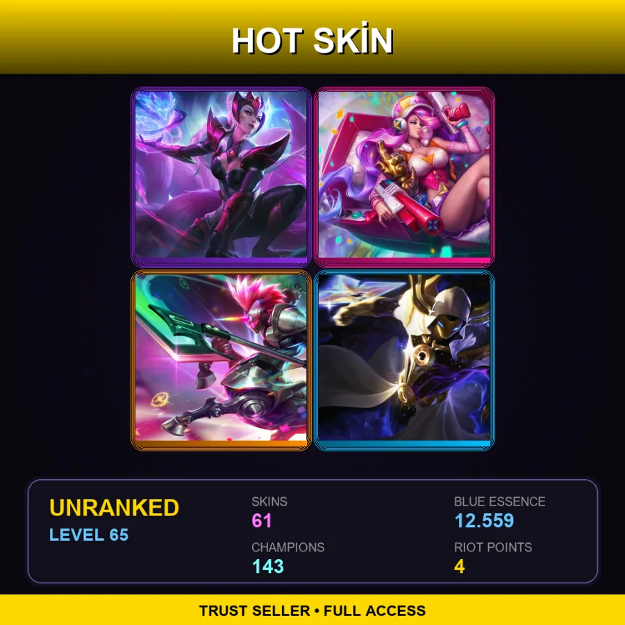 EUW | Lv65 | Unranked | 61 Skin | 143 Champ