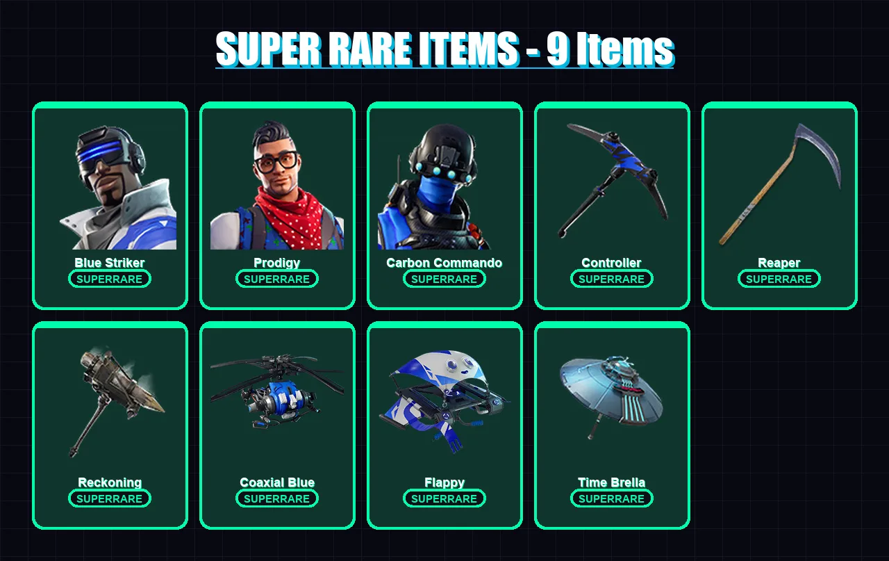 [PC/XBOX/PSN] | Blue Striker | Prodigy | Carbon Commando | Gear Specialist Maya | A.I.M. | 90 skin | 102 pickaxe | 86 emote | 99 glider | Lv1697 — Fortnite account