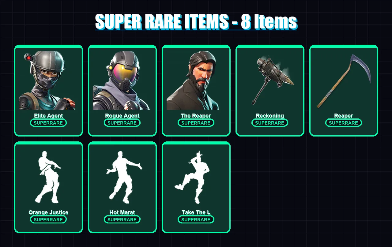 [PC/XBOX/PSN] | Elite Agent | Rogue Agent | The Reaper | Love Ranger | Wukong | 26 skin | 23 pickaxe | 41 emote | 31 glider | Lv555
