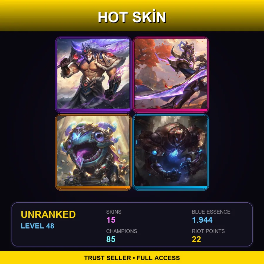 EUW | Lv48 | Unranked | 15 Skin | 85 Champ — LoL account