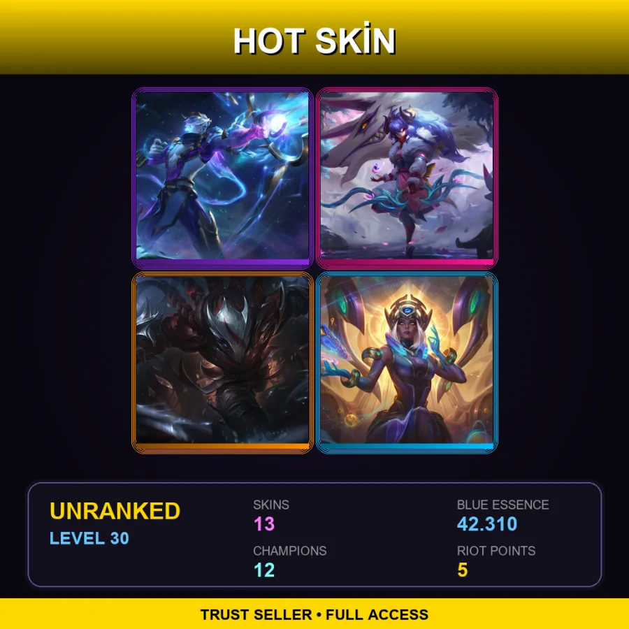 EUW | Lv30 | Unranked | 13 Skin | 12 Champ