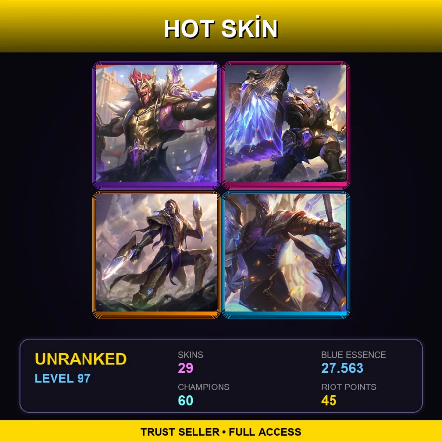EUW | Lv97 | Unranked | 29 Skin | 60 Champ — Justicar Syndra