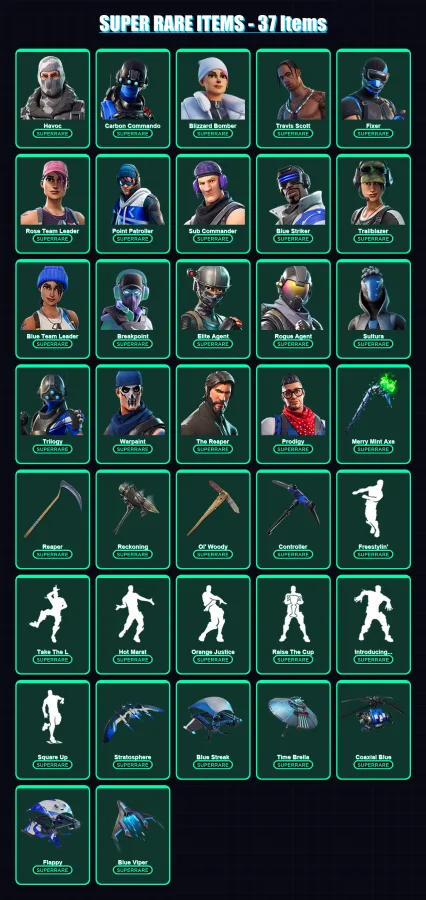 [PC/XBOX] | Havoc | Carbon Commando | Blizzard Bomber | Travis Scott | Fixer | 195 skin | 173 pickaxe | 178 emote | 161 glider | Lv2120