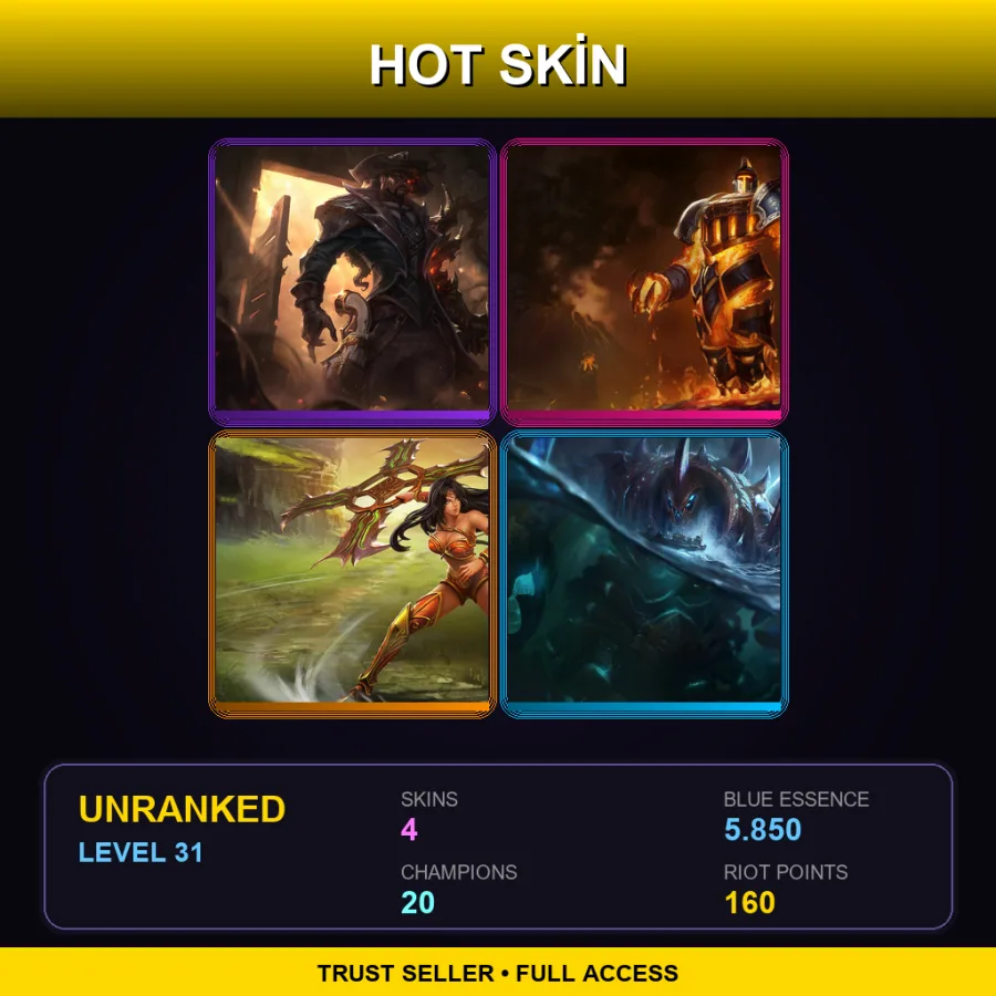 EUNE | Lv31 | Unranked | 4 Skin | 20 Champ — LoL account