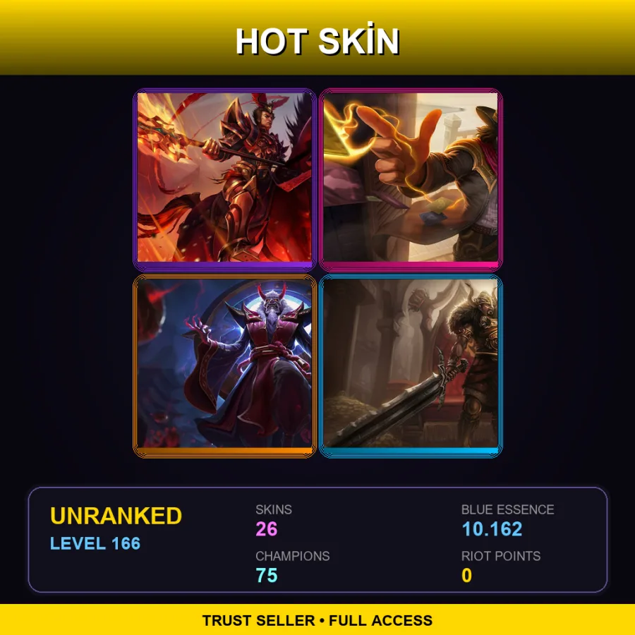 EUW | Lv166 | Unranked | 26 Skin | 75 Champ