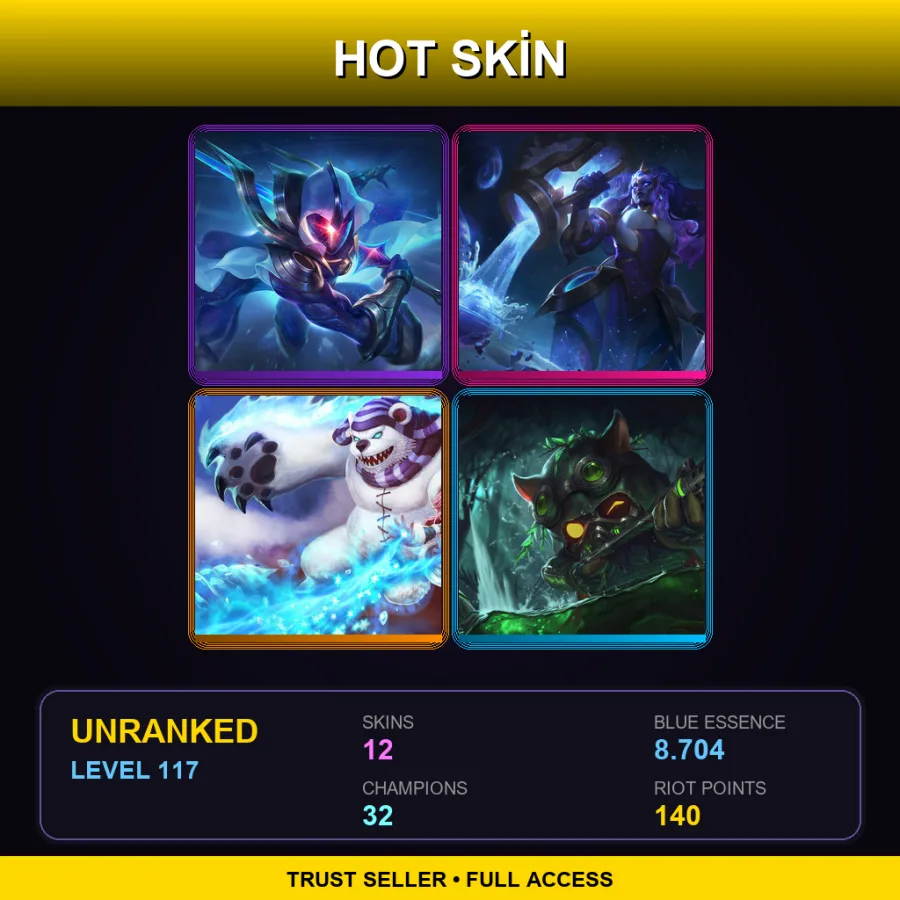 SG | Lv117 | Unranked | 12 Skin | 32 Champ — LoL account