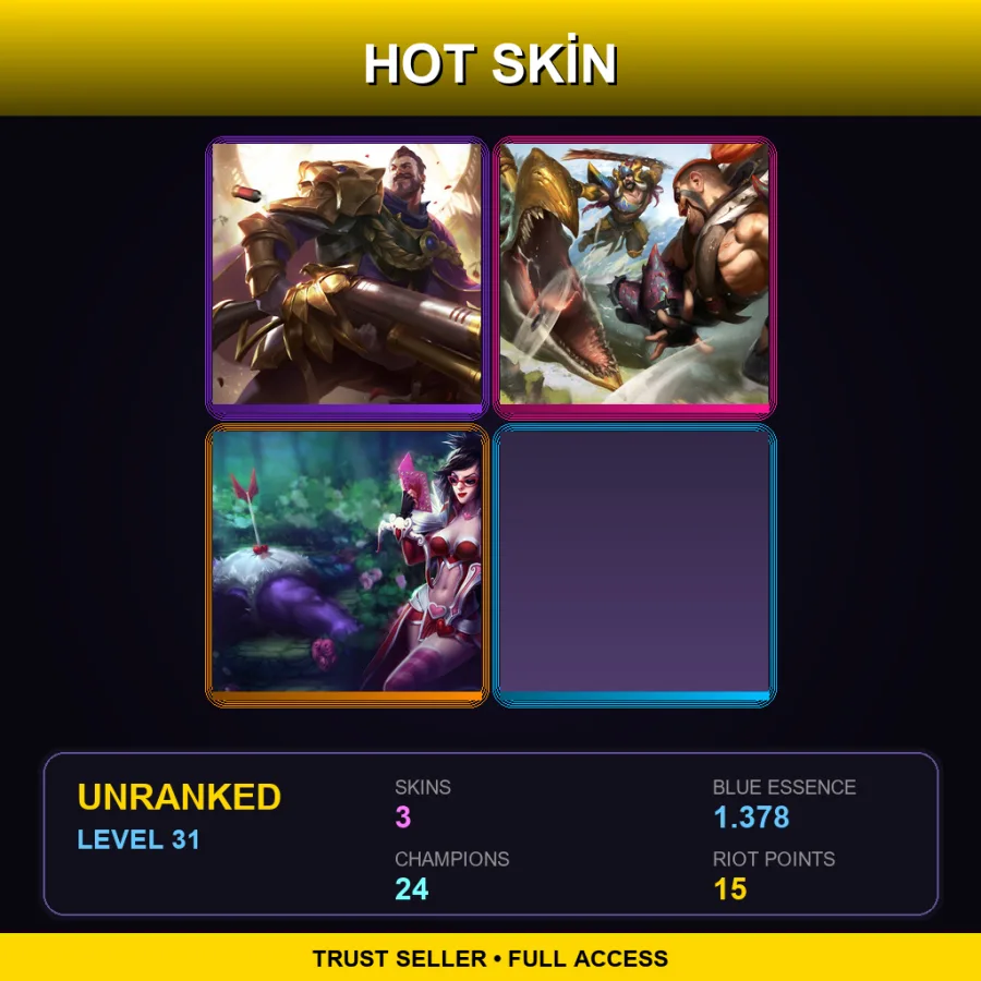 EUW | Lv31 | Unranked | 3 Skin | 24 Champ