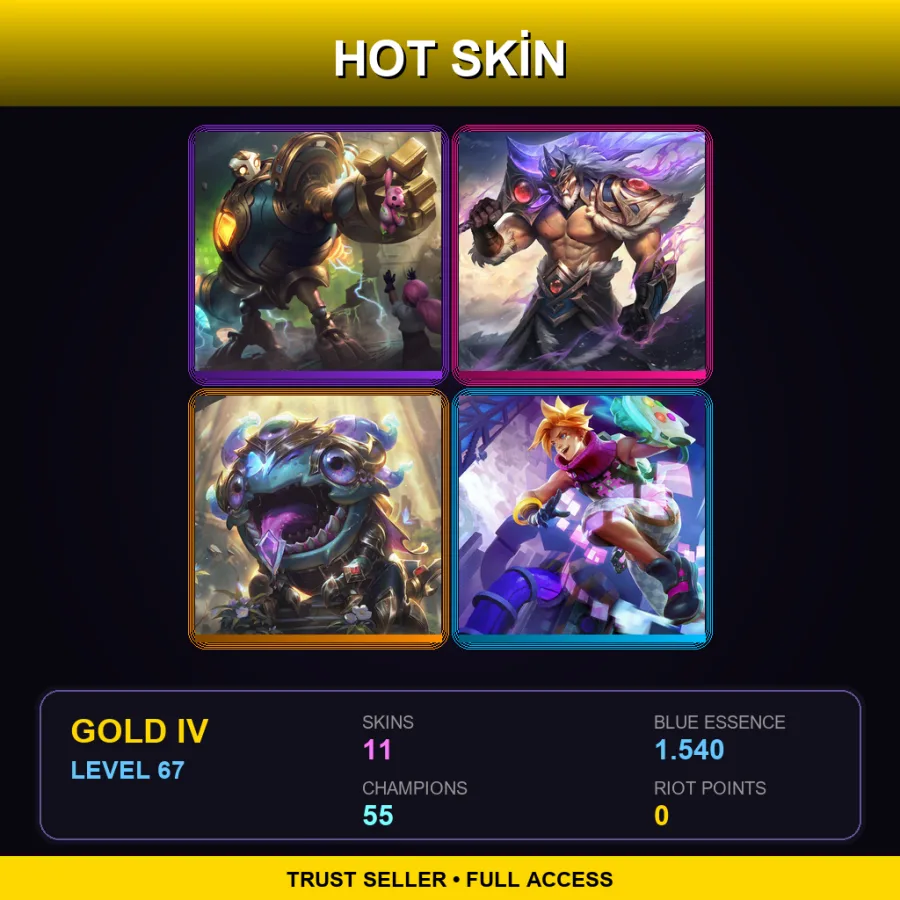 TR | Lv67 | Gold IV | 11 Skin | 55 Champ — LoL account