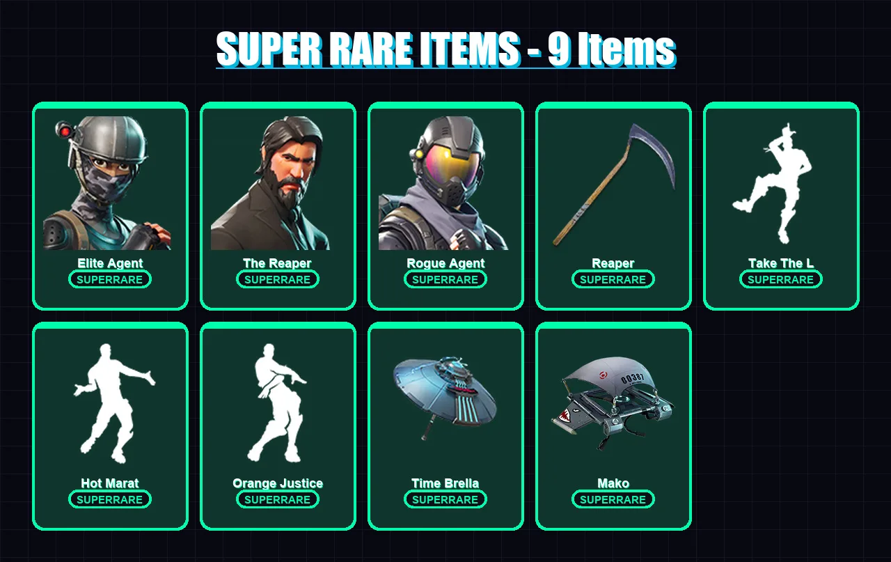 [PC/PSN] | Elite Agent | The Reaper | Rogue Agent | Carbide | Omega | 54 skin | 74 pickaxe | 110 emote | 71 glider | Lv962