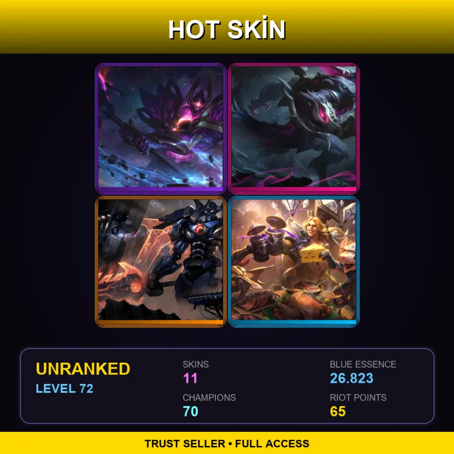 NA | Lv72 | Unranked | 11 Skin | 70 Champ