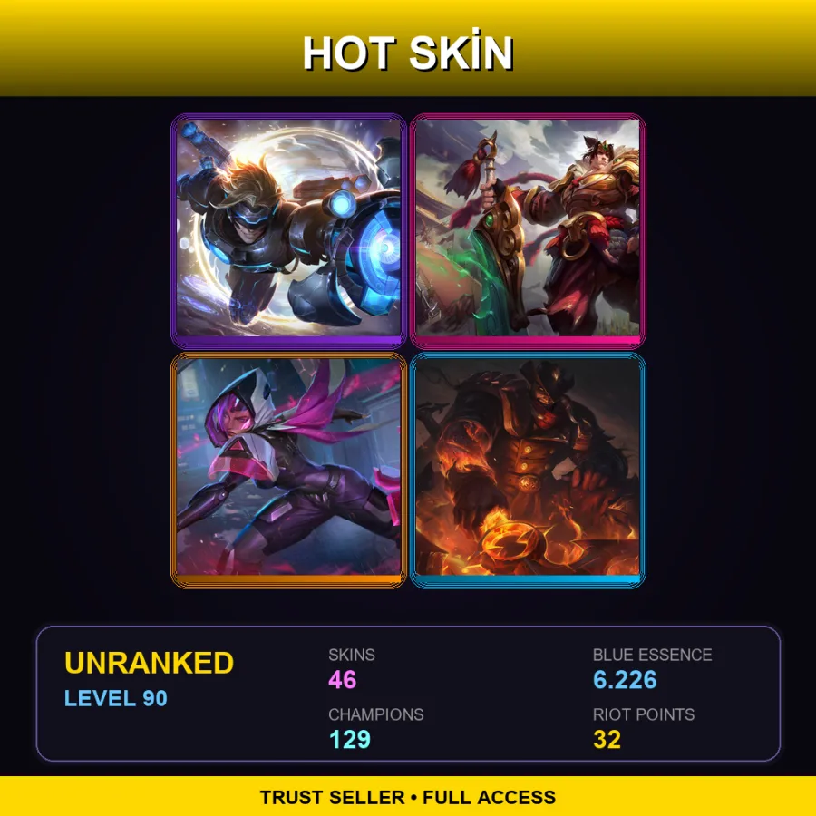 SG | Lv90 | Unranked | 46 Skin | 129 Champ — LoL account