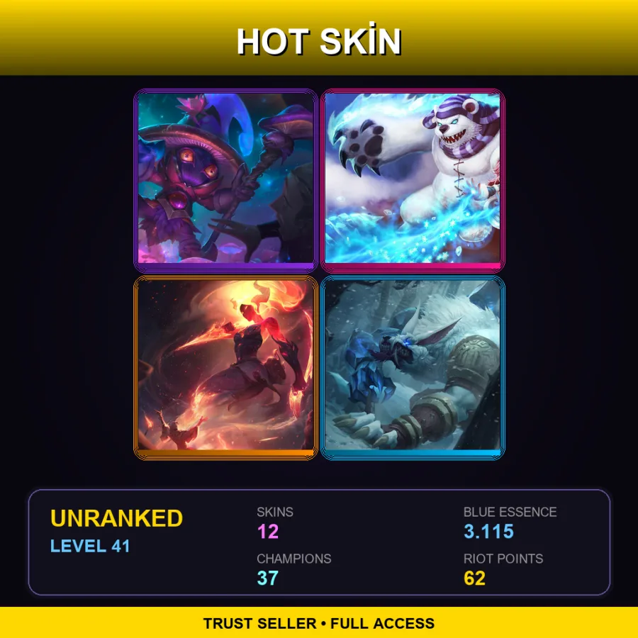 TR | Lv41 | Unranked | 12 Skin | 37 Champ — LoL account