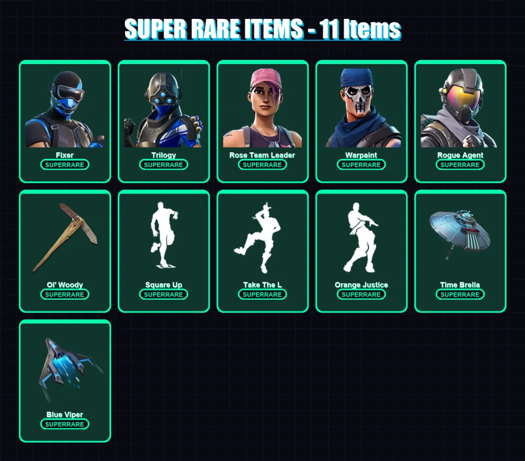 [PS4/PS5/XBOX/PC] | Fixer | Trilogy | Rose Team Leader | Warpaint | Rogue Agent | 37 skin | 46 pickaxe | 37 emote | 45 glider | Lv630