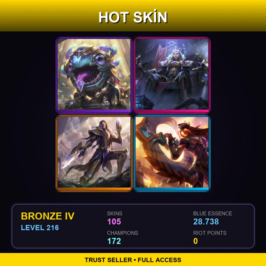 SG | Lv216 | Bronze IV | 105 Skin | 172 Champ
