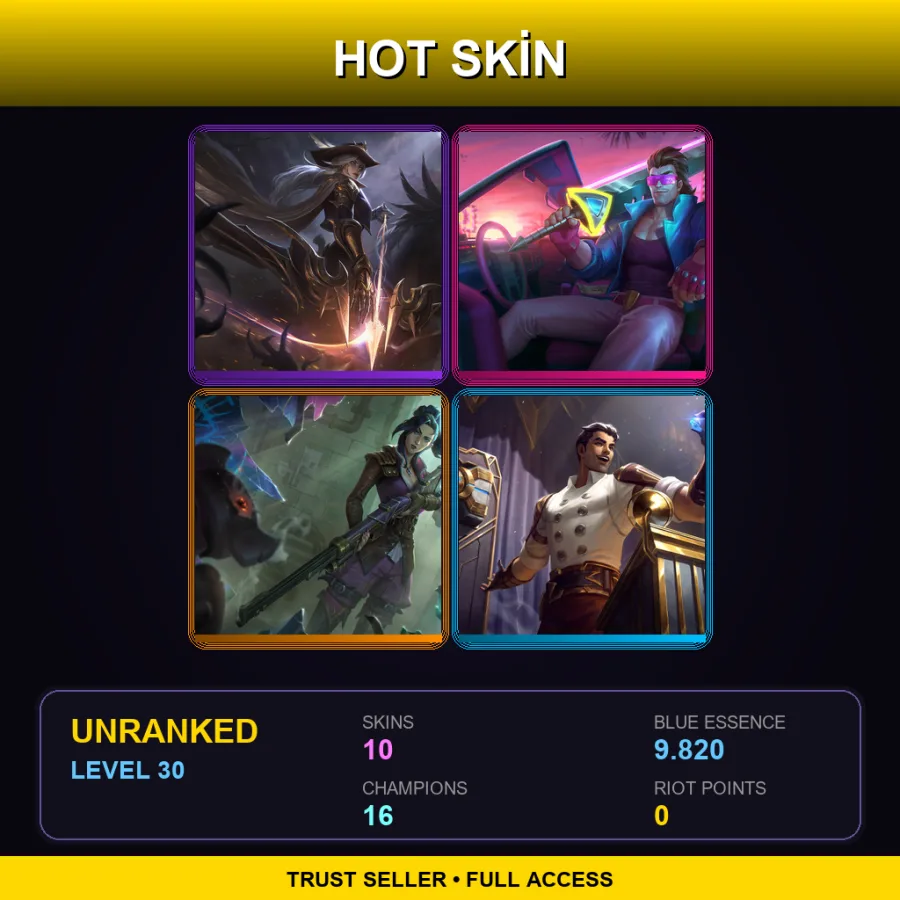 VN | Lv30 | Unranked | 10 Skin | 16 Champ