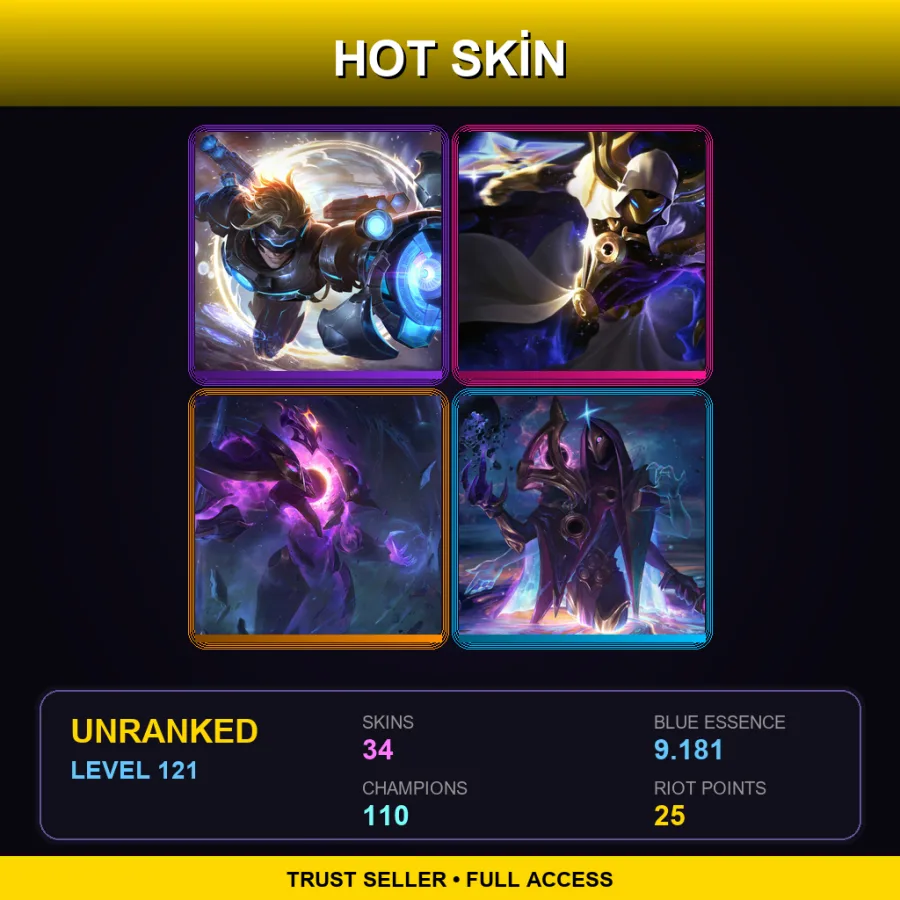 EUNE | Lv121 | Unranked | 34 Skin | 110 Champ — LoL account