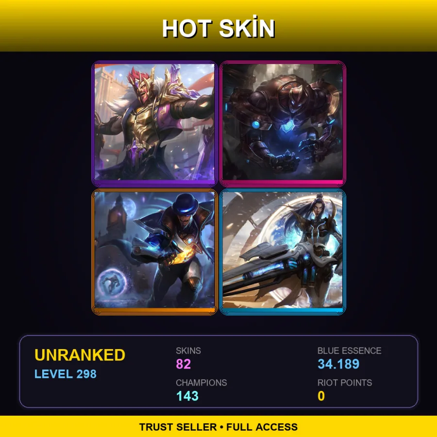 LAN | Lv298 | Unranked | 82 Skin | 143 Champ — Battle Queen Fiora