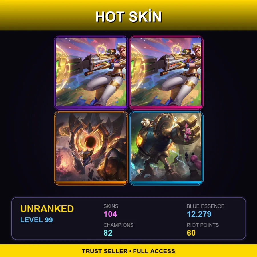 JP | Lv99 | Unranked | 104 Skin | 82 Champ — LoL account