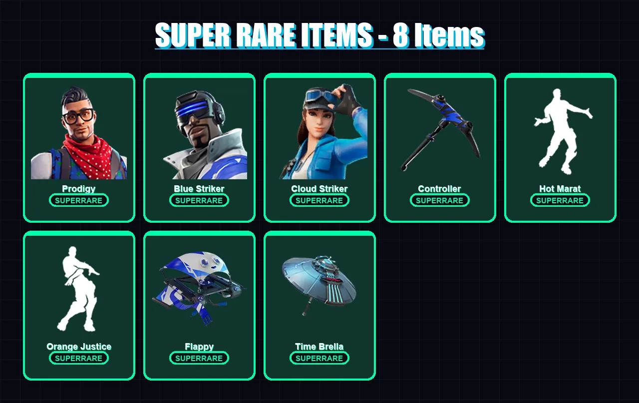 [PS4/PS5/XBOX/PC] | Prodigy | Blue Striker | Cloud Striker | Ronin | Yulejacket | 26 skin | 46 pickaxe | 45 emote | 65 glider | Lv1106 — Fortnite account