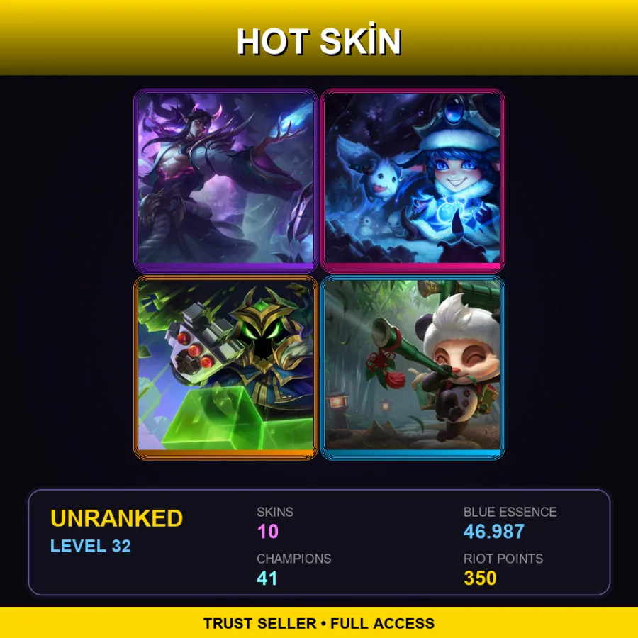 SG | Lv32 | Unranked | 10 Skin | 41 Champ — LoL account
