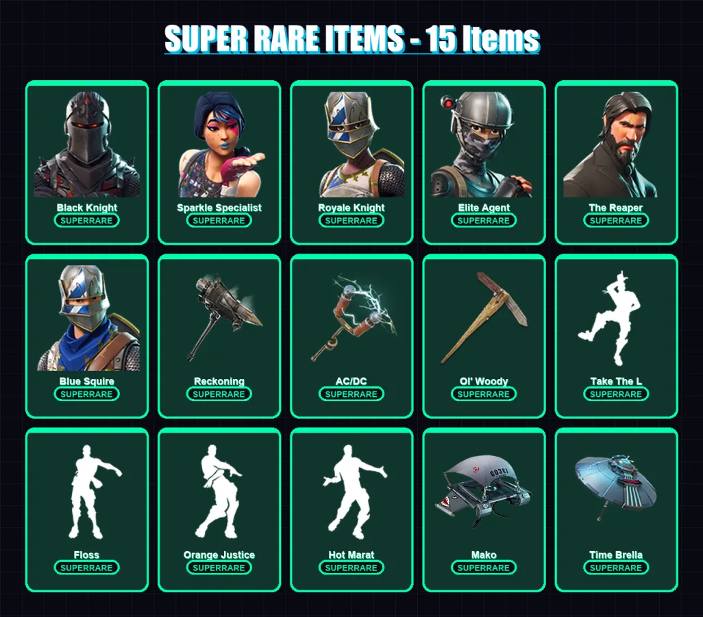 [PC/PSN] | Black Knight | Sparkle Specialist | Royale Knight | Elite Agent | The Reaper | 90 skin | 81 pickaxe | 114 emote | 86 glider | Lv1422