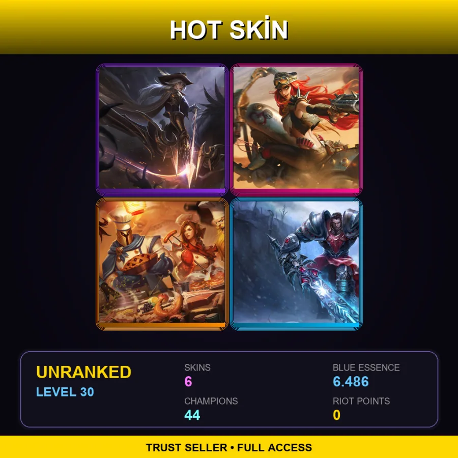 EUNE | Lv30 | Unranked | 6 Skin | 44 Champ
