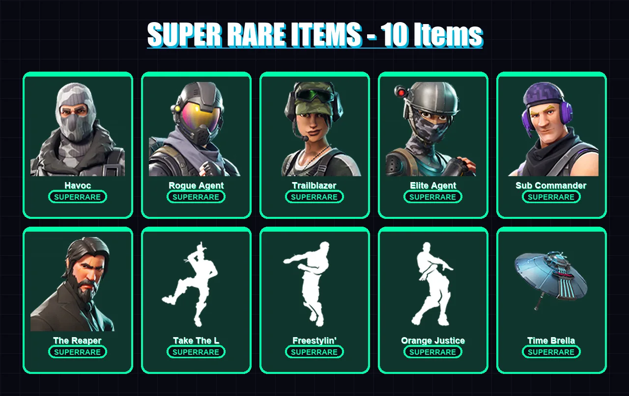 [PC/XBOX] | Havoc | Rogue Agent | Trailblazer | Elite Agent | Sub Commander | 31 skin | 46 pickaxe | 27 emote | 42 glider | Lv569