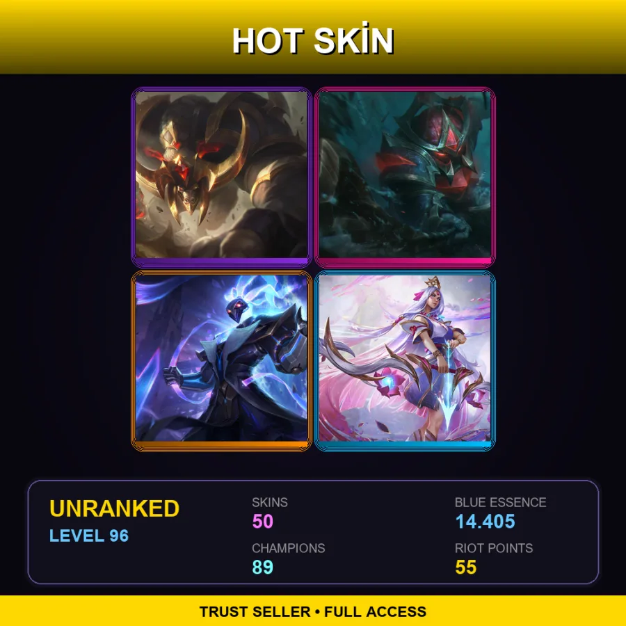 BR | Lv96 | Unranked | 50 Skin | 89 Champ — LoL account