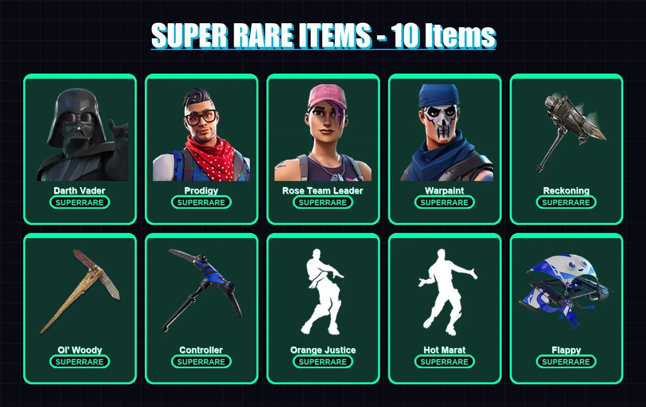 [PC/XBOX] | Darth Vader | Prodigy | Rose Team Leader | Warpaint | Midas | 104 skin | 106 pickaxe | 94 emote | 104 glider | Lv1621