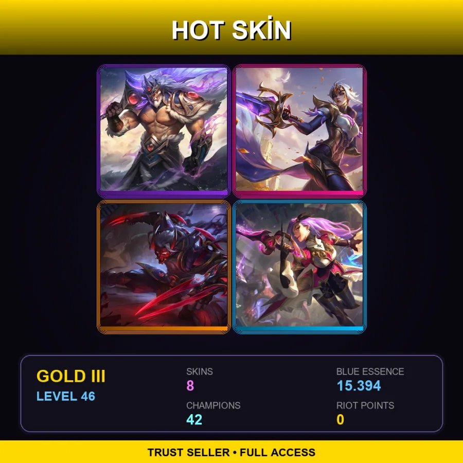 EUNE | Lv46 | Gold III | 8 Skin | 42 Champ
