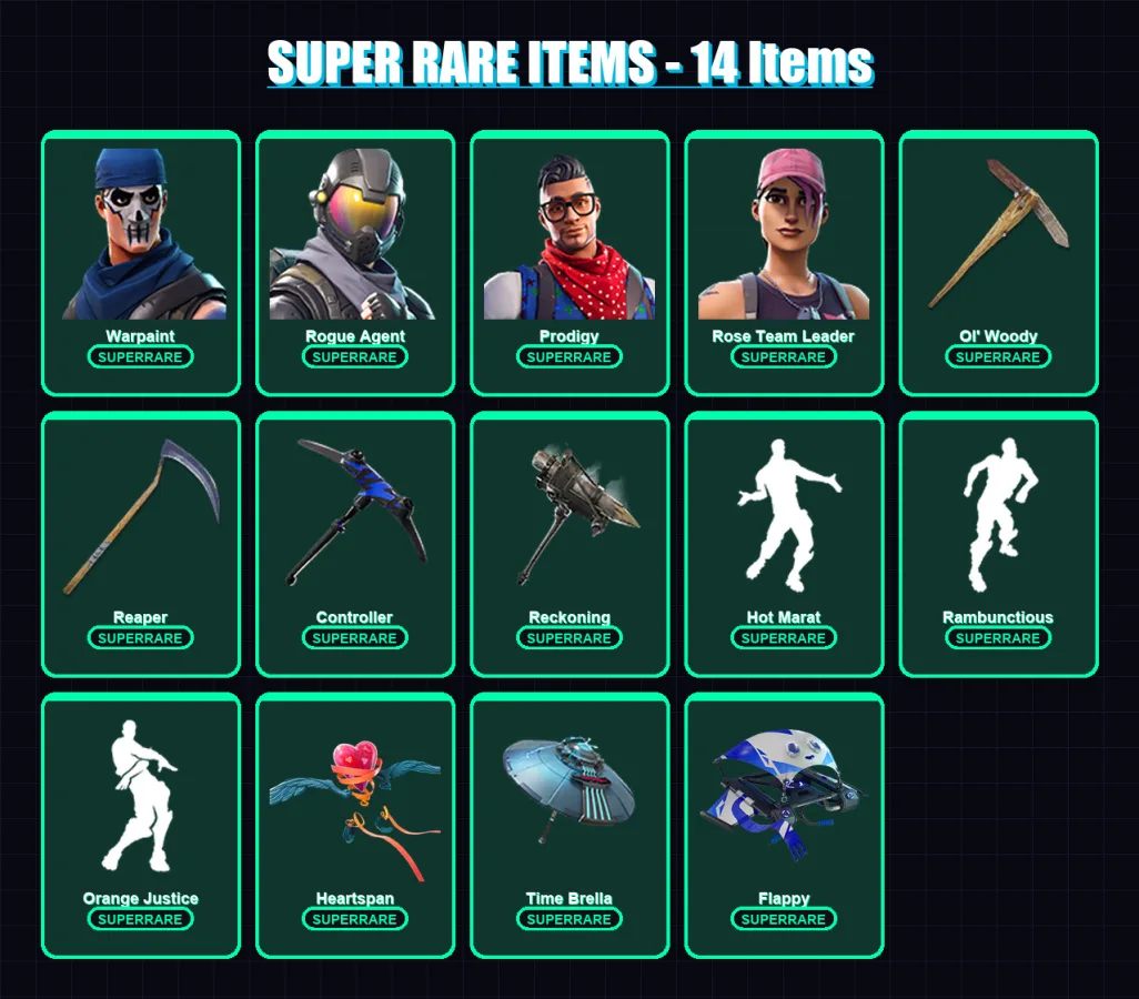 [PS4/PS5/PC] | Warpaint | Rogue Agent | Prodigy | Rose Team Leader | Valor | 104 skin | 101 pickaxe | 99 emote | 102 glider | Lv1224 — Fortnite account