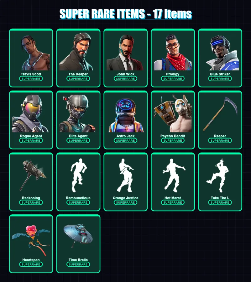 [PC/XBOX/PSN] | Travis Scott | The Reaper | John Wick | Prodigy | Blue Striker | 131 skin | 105 pickaxe | 130 emote | 102 glider | Lv1530 — Fortnite account