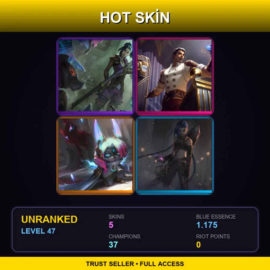 EUW | Lv47 | Unranked | 5 Skin | 37 Champ