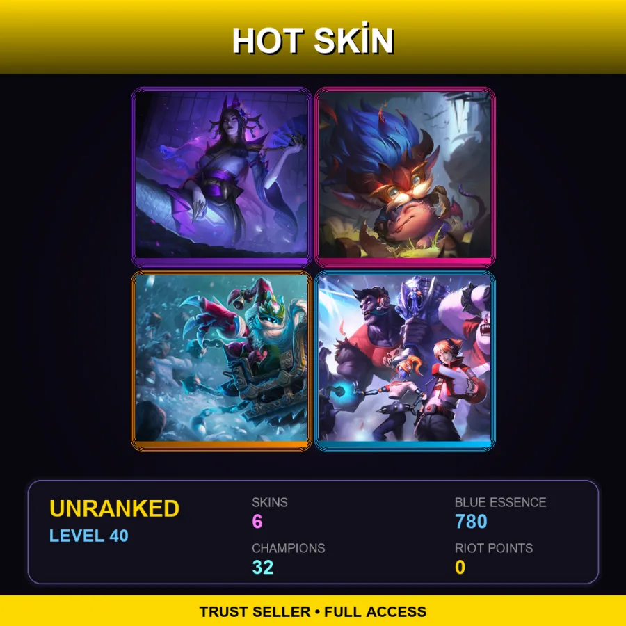 NA | Lv40 | Unranked | 6 Skin | 32 Champ