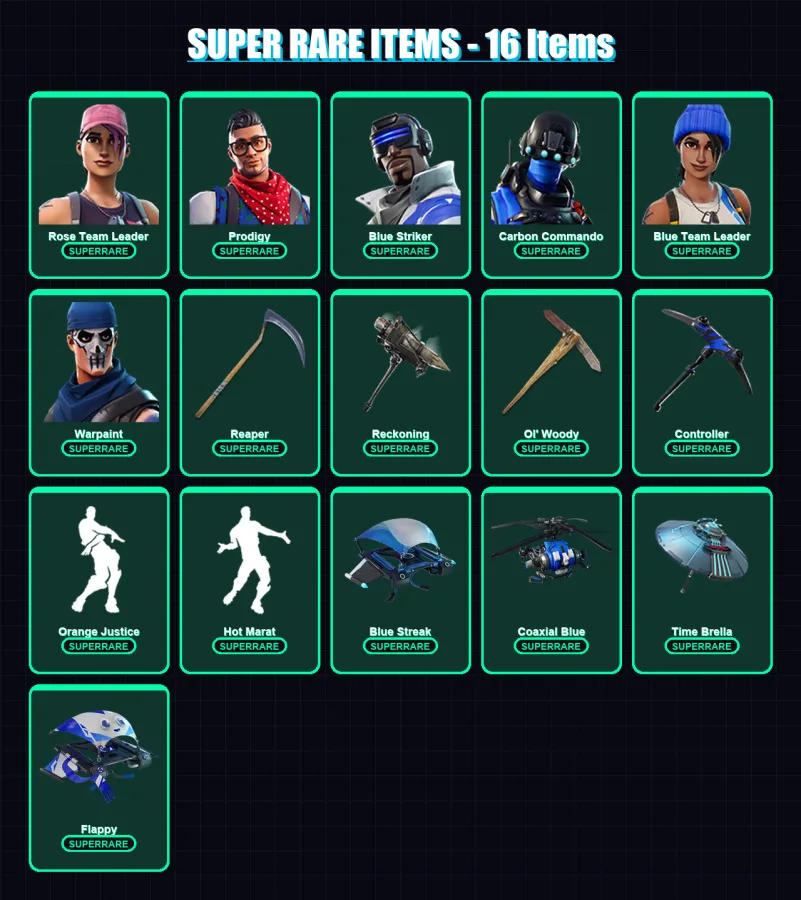 [PS4/PS5/XBOX/PC] | Rose Team Leader | Prodigy | Blue Striker | 55 skin | Lv830