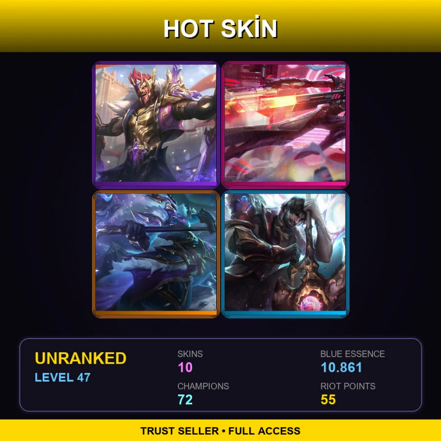 TR | Lv47 | Unranked | 10 Skin | 72 Champ