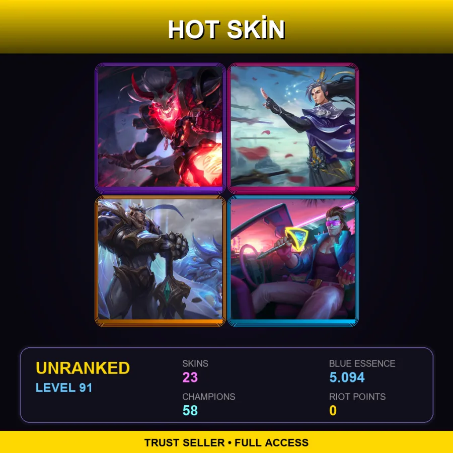 SG | Lv91 | Unranked | 23 Skin | 58 Champ
