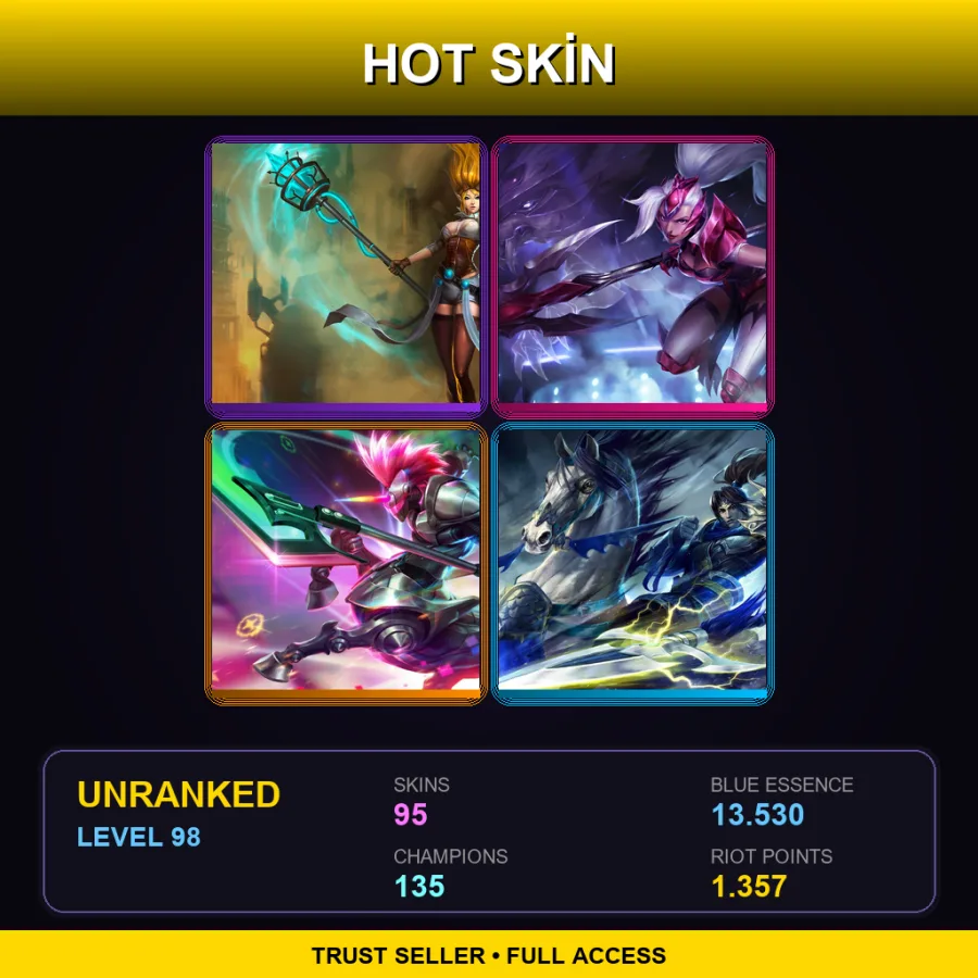 TR | Lv98 | Unranked | 95 Skin | 135 Champ — LoL account