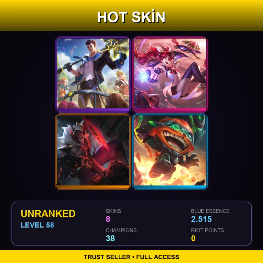 RU | Lv58 | Unranked | 8 Skin | 38 Champ