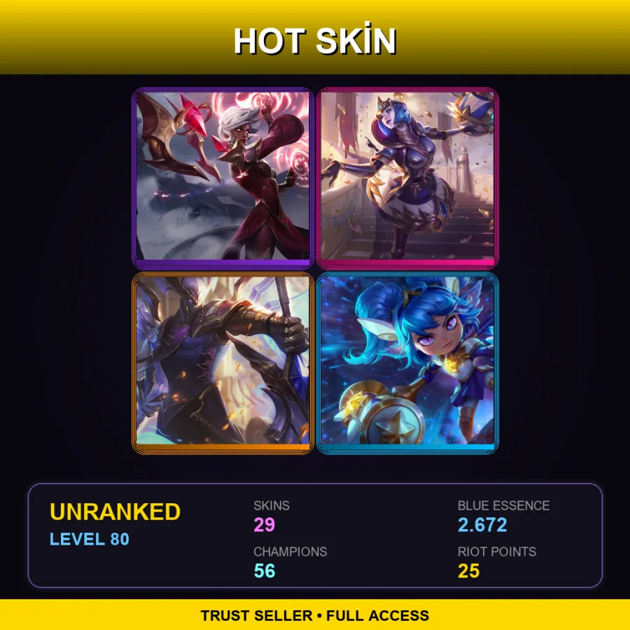 LAN | Lv80 | Unranked | 29 Skin | 56 Champ