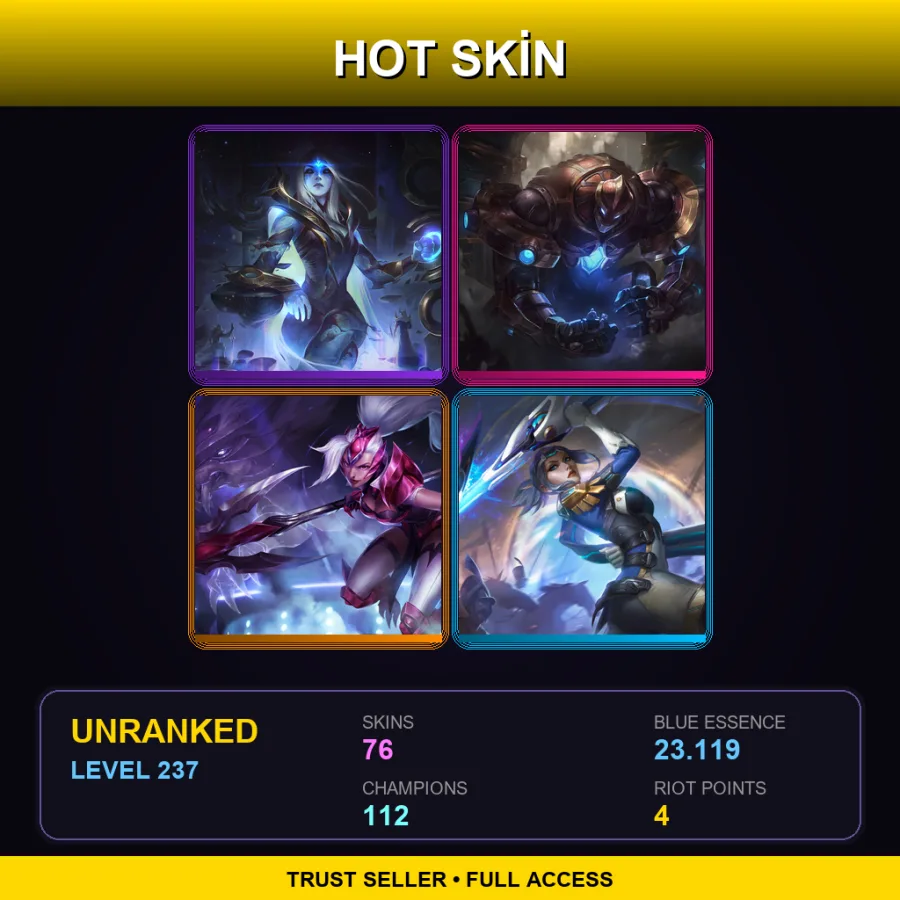 NA | Lv237 | Unranked | 76 Skin | 112 Champ