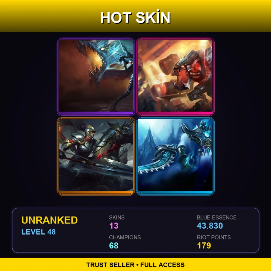 SG | Lv48 | Unranked | 13 Skin | 68 Champ — LoL account