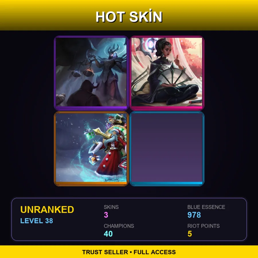 NA | Lv38 | Unranked | 3 Skin | 40 Champ — LoL account