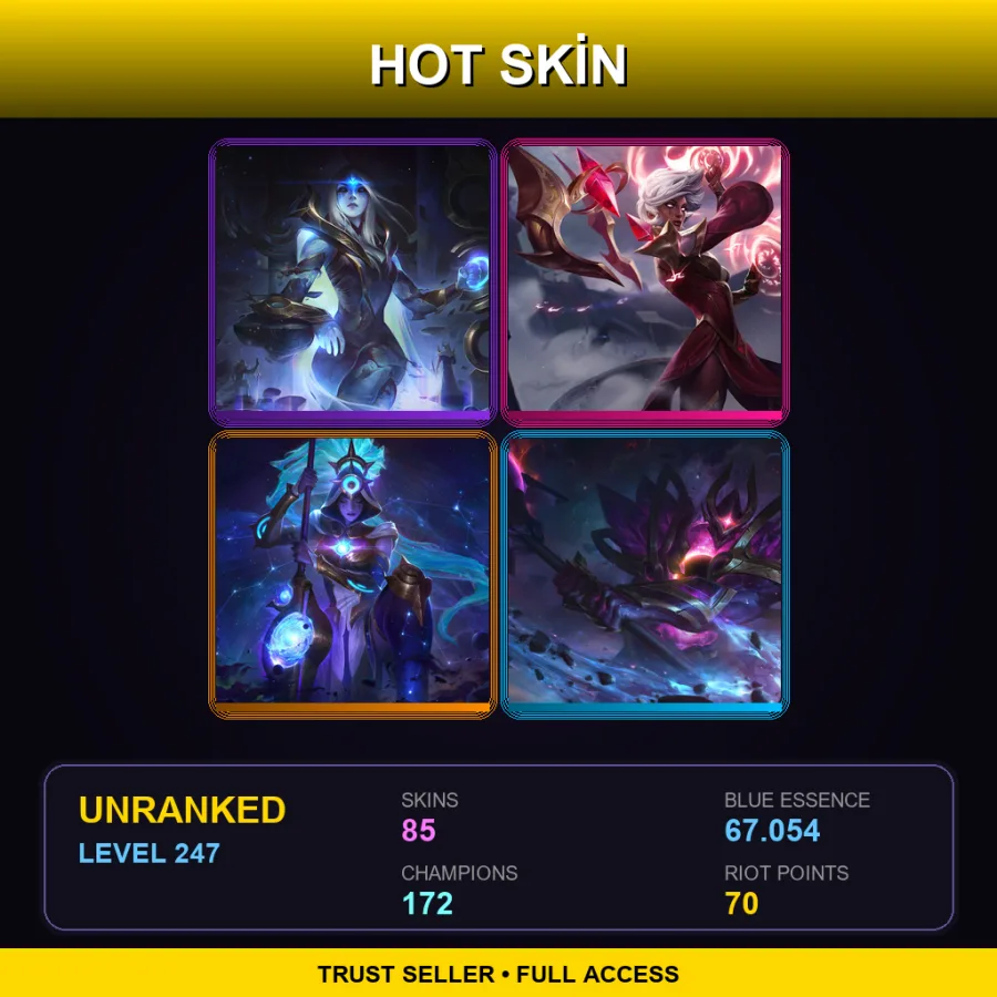 LAS | Lv247 | Unranked | 85 Skin | 172 Champ — LoL account