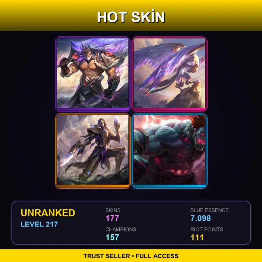 BR | Victorious Tryndamere | Victorious Anivia | Victorious Lucian | Hextech Sion | 177 Skin | 157 Champ | Lv217