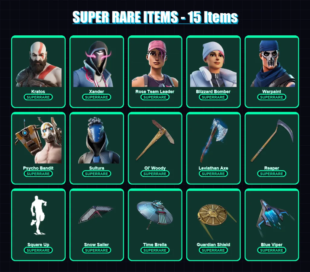 [PS4/PS5/XBOX/PC] | Kratos | Xander | Rose Team Leader | Blizzard Bomber | Warpaint | 265 skin | 292 pickaxe | 216 emote | 229 glider | Lv3569