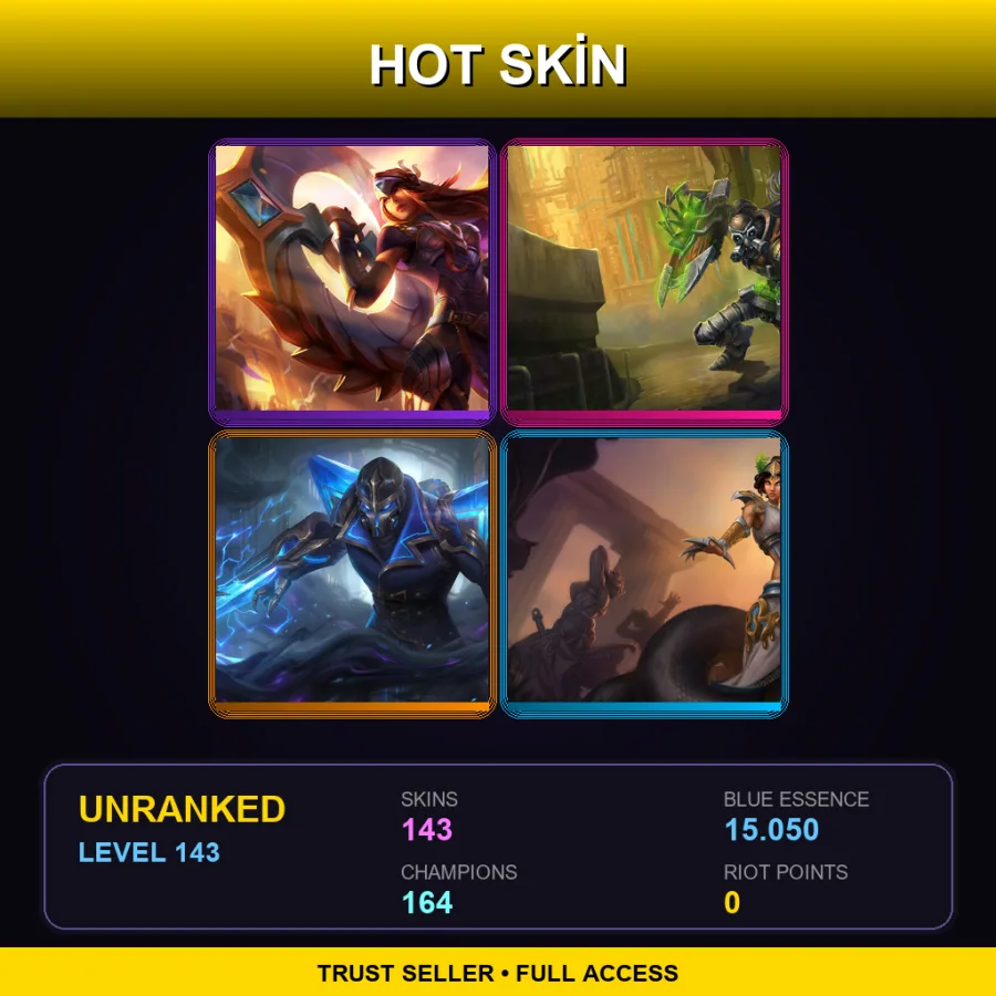 VN | Lv143 | Unranked | 143 Skin | 164 Champ — LoL account
