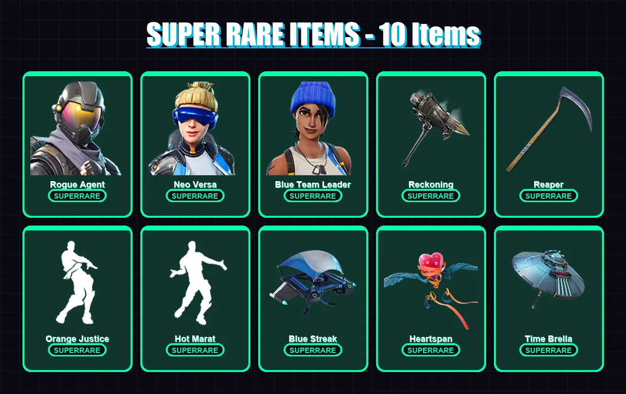 [PS4/PS5/XBOX/PC] | Rogue Agent | Neo Versa | Blue Team Leader | Hades | Wukong | 121 skin | 150 pickaxe | 138 emote | 134 glider | Lv2090